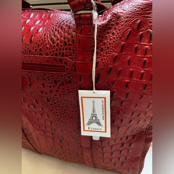 New Cleo and Patek Red Ostrich Tote Bag - Picture 4 of 15